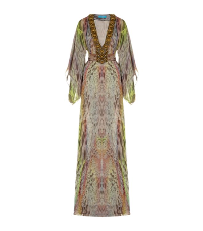 Matthew Williamson Butterfly Print Long Kaftan in Green | Lyst