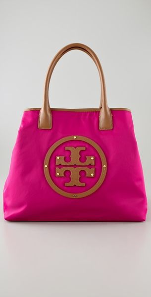 Tory Burch Stacked Logo Classic Tote in Purple (rose) | Lyst