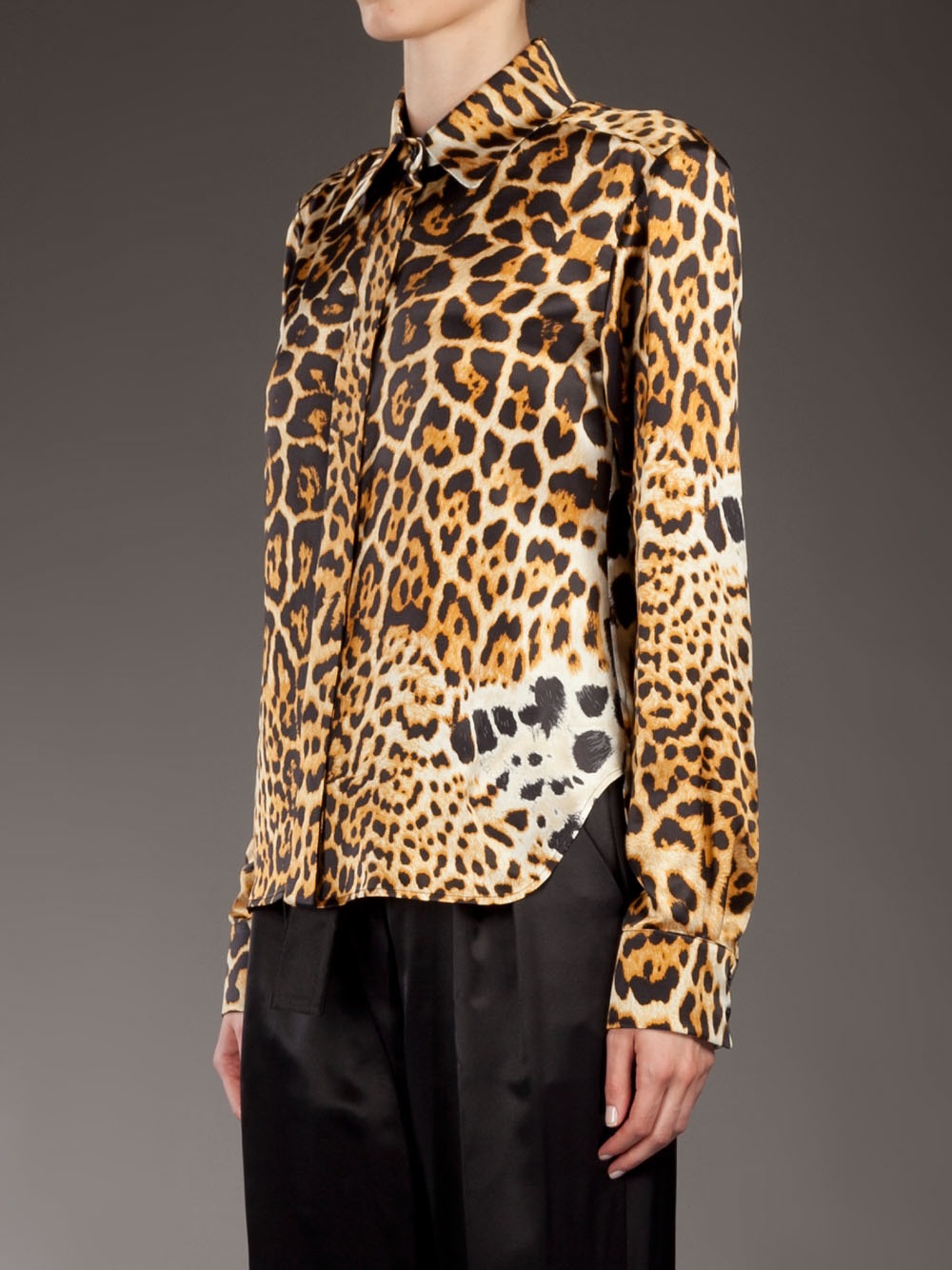 Saint laurent Leopard Print T-shirt in Animal (BROWN) | Lyst