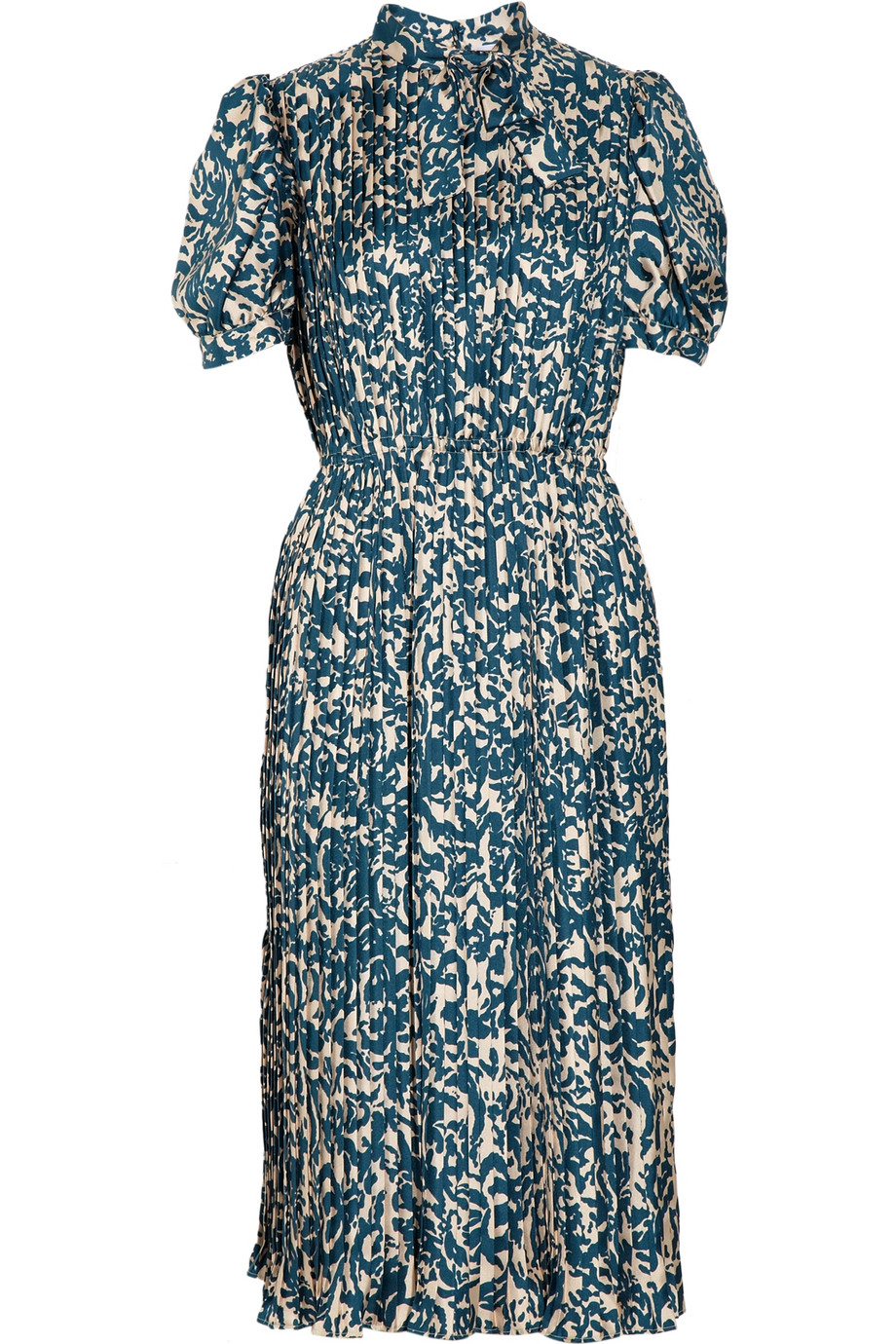 Luisa Beccaria Printed Silk Satin-twill Dress in Blue | Lyst