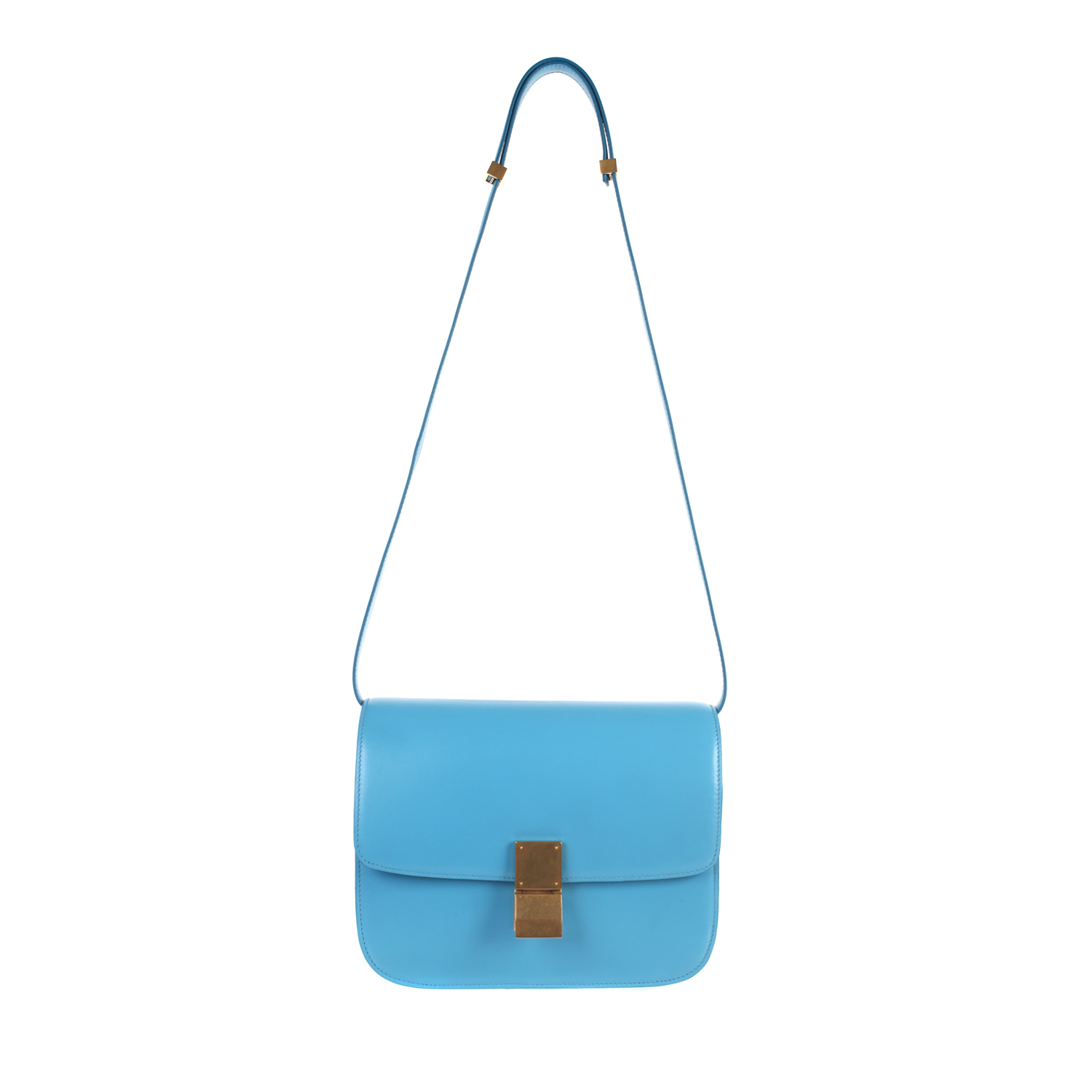 Celine Classic Medium Flap Bag in Box Leather in Blue (lagoon) | Lyst
