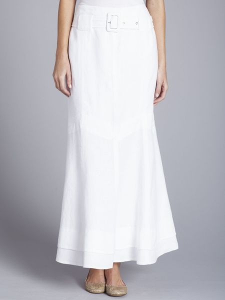 Paul Costelloe Linen Maxi Skirt White in White | Lyst