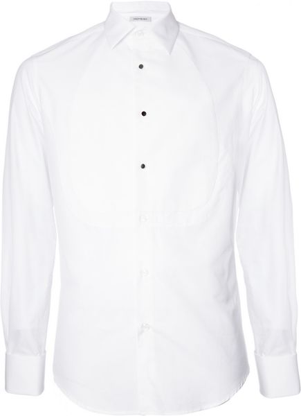 Saint Laurent Pique Bib Tuxedo Shirt in White for Men | Lyst