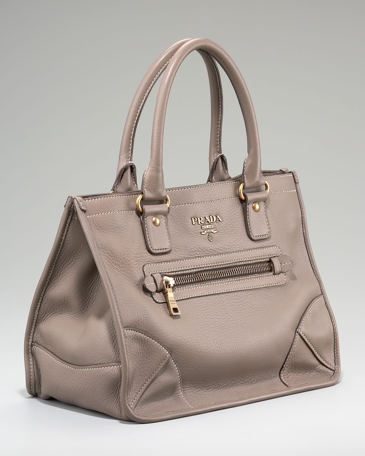 Prada Cervo Deerskin Zipper-detail Tote in Gray (grey) | Lyst  