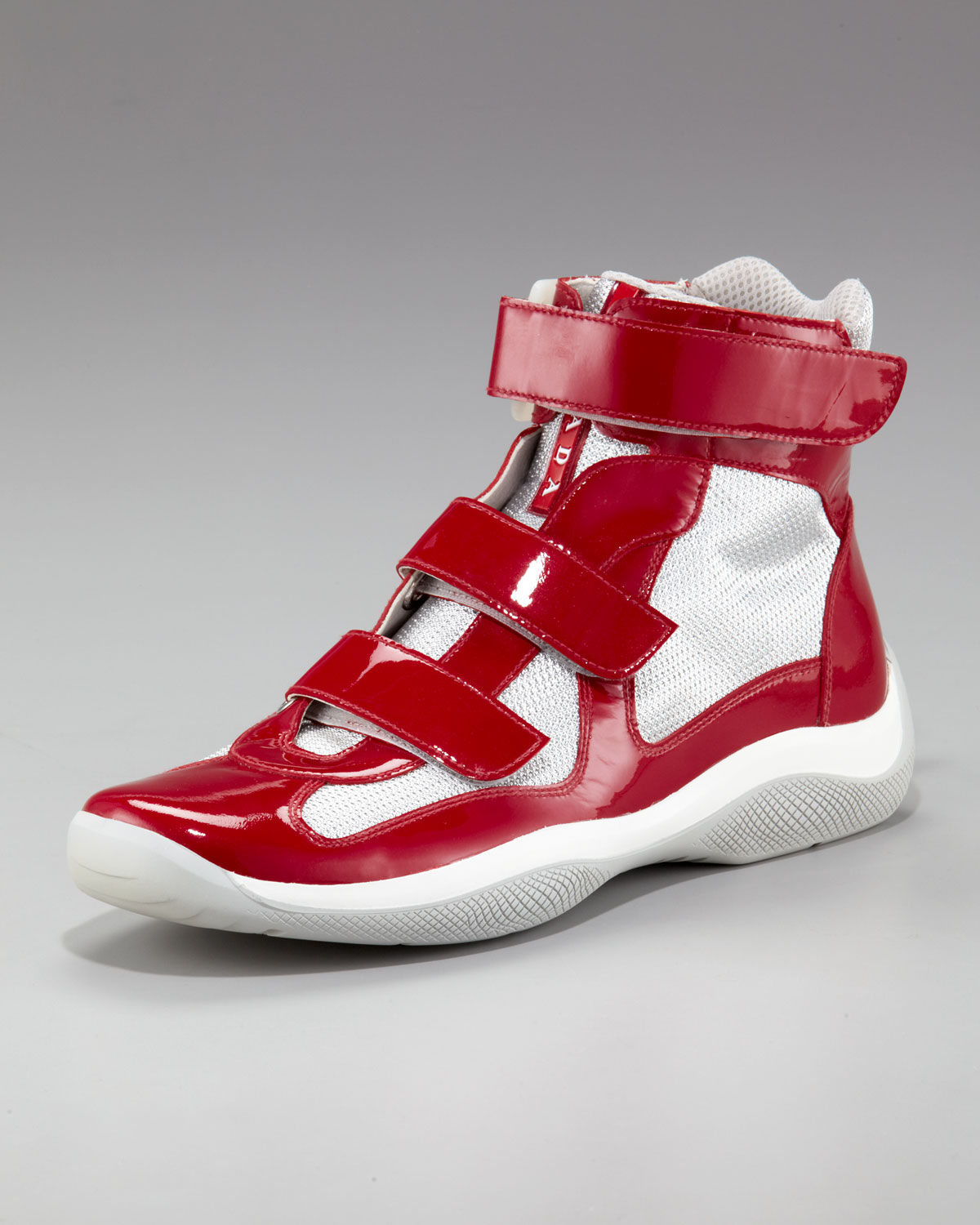 Lyst - Prada Grip-strap High-top Sneaker in Red for Men