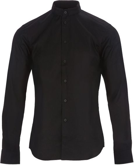 Givenchy Mandarin Collar Shirt in Black for Men | Lyst