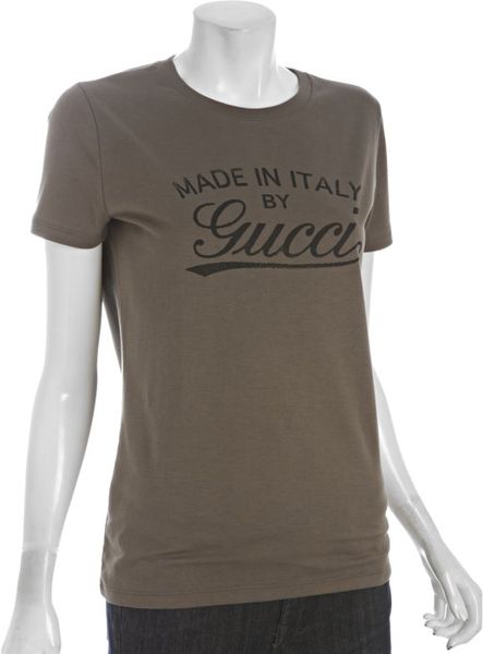 Gucci Grey Cotton Script Logo Crewneck T-shirt in Gray (grey) | Lyst