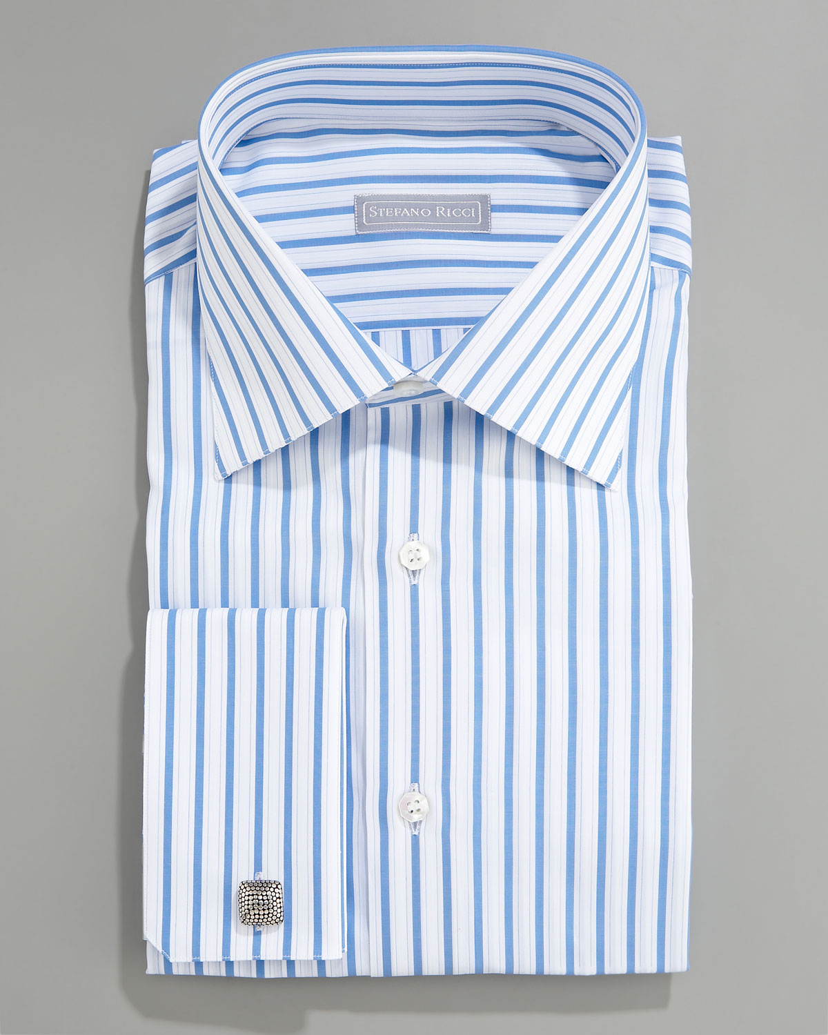 Stefano Ricci Striped French-cuff Shirt, Blue-white in Blue for Men | Lyst