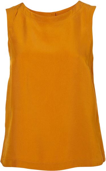 Topshop Mustard Curve Back Shell Top in Yellow (mustard) | Lyst