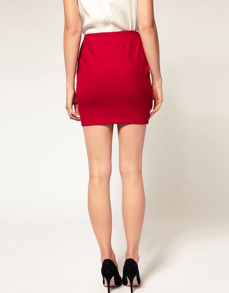 Asos Collection Asos Mini Skirt with Button Through Detail in Red ...