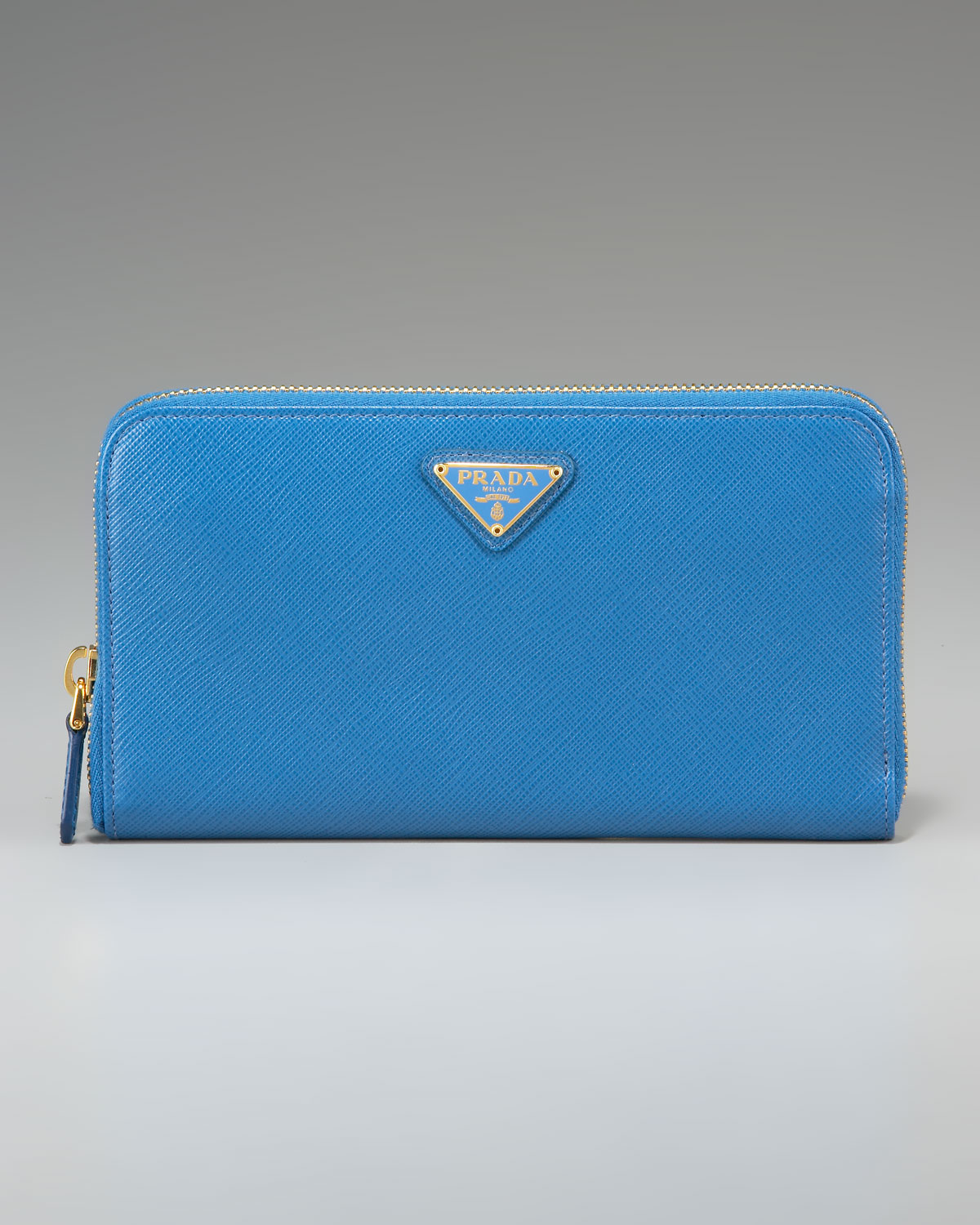 Lyst Prada Saffiano Ziparound Wallet in Blue