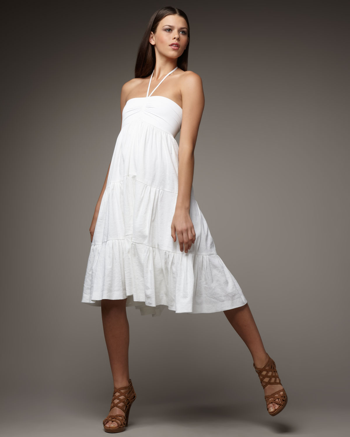 Lyst - Theory Tiered Halter Dress in White1200 x 1500