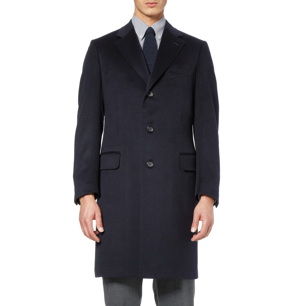 Canali Classic Cashmere Coat in Blue for Men | Lyst