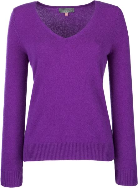 John Lewis Women Cashmere V Neck Jumper Purple in Purple | Lyst