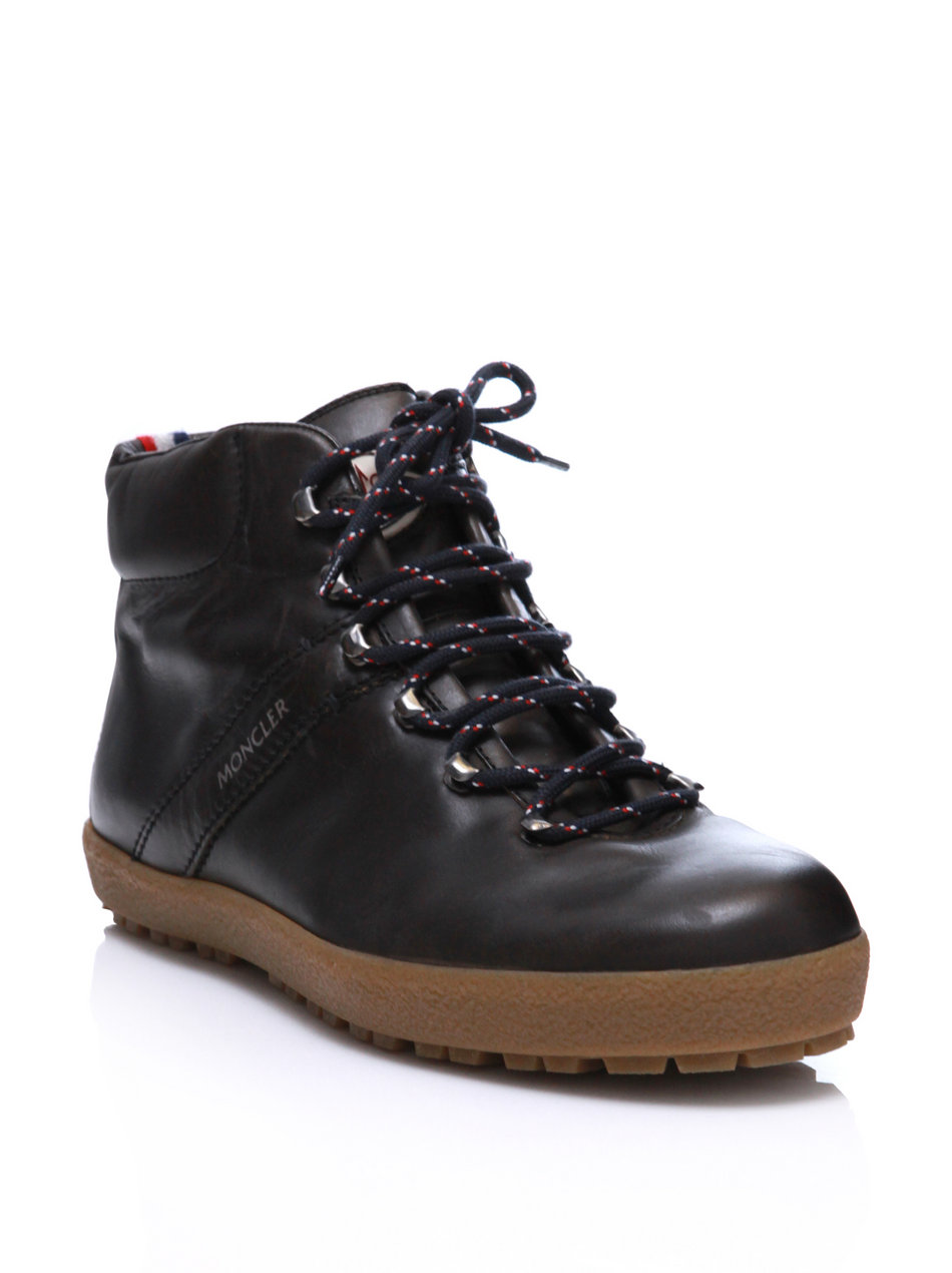 Moncler Leather Hiking Boots in Brown for Men (charcoal) | Lyst
