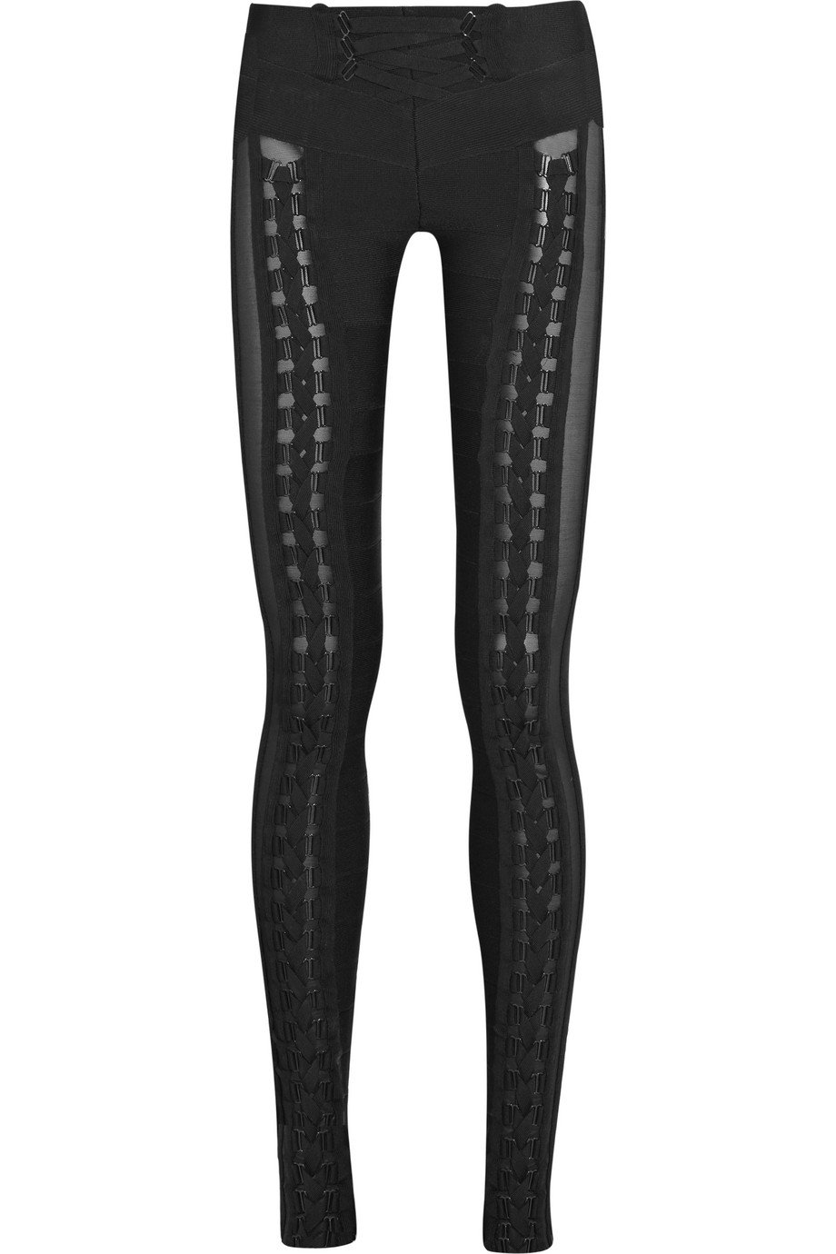 Lyst - Hervé léger Lace-up Bandage Skinny Pants in Black