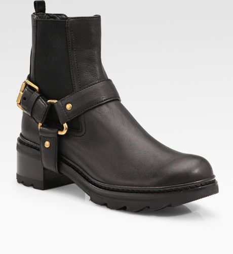 Prada Motorcycle Ankle Boots in Black | Lyst