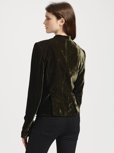 Theory Seion Crushed-velvet Military Jacket in Gray (slate) | Lyst