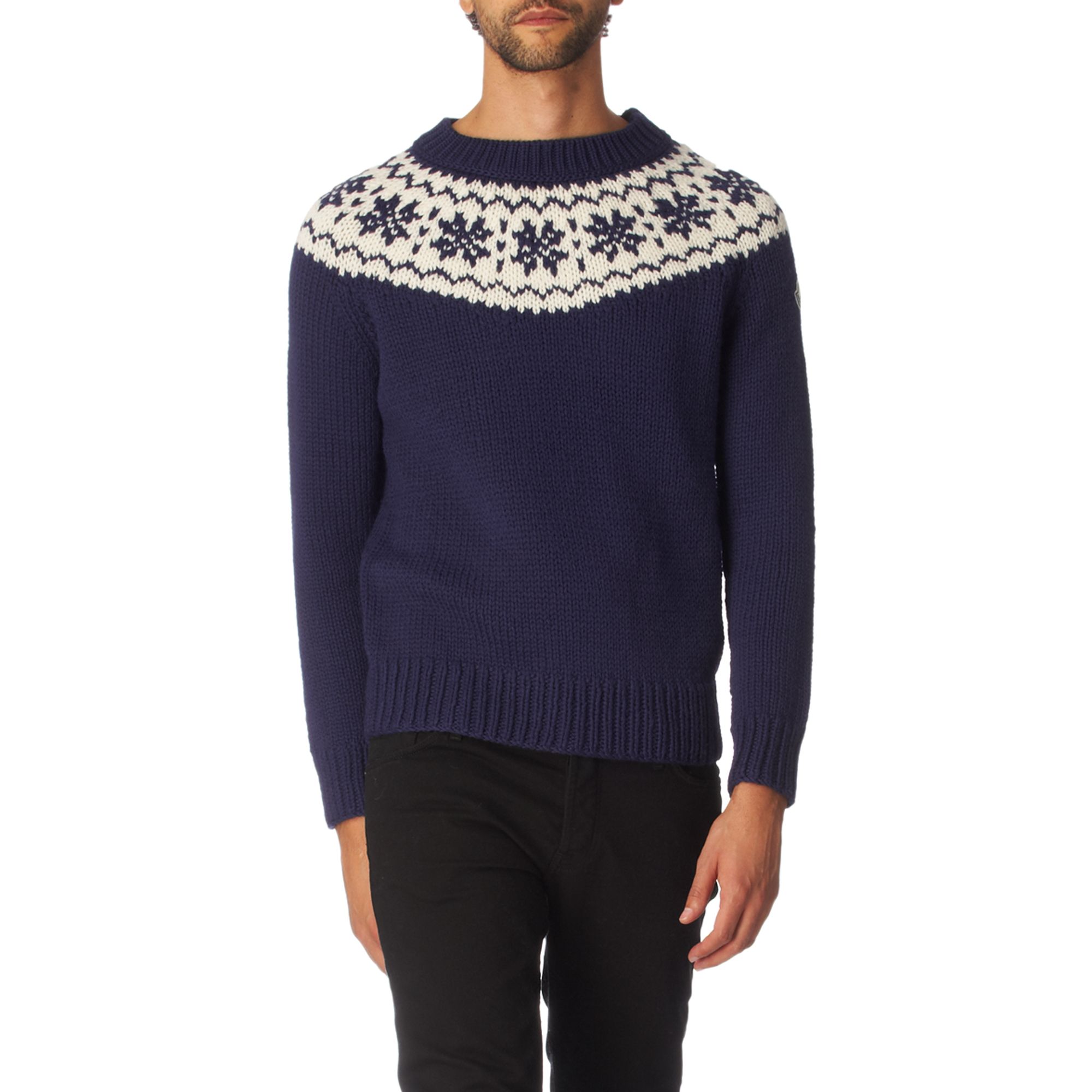 Moncler Fair Isle Knitted Jumper in Blue for Men (navy) | Lyst