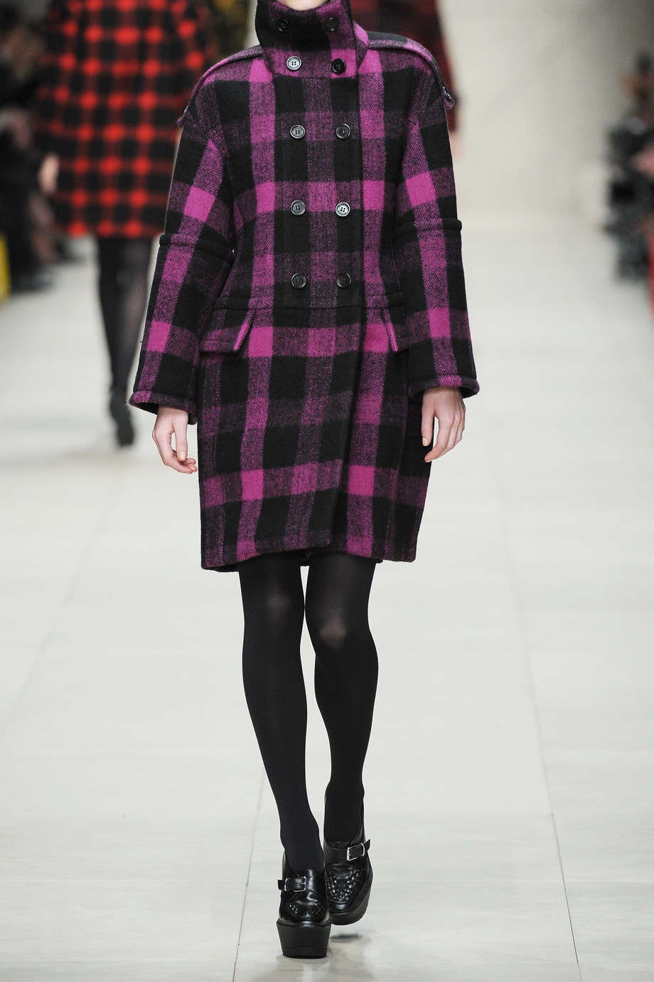 Burberry prorsum Plaid Wool Coat in Black Lyst