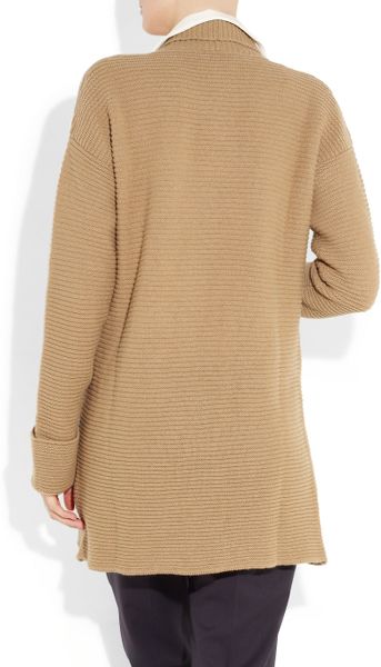 Jil Sander Ribbed Knitted Cashmere Cardi-coat in Beige (camel) | Lyst