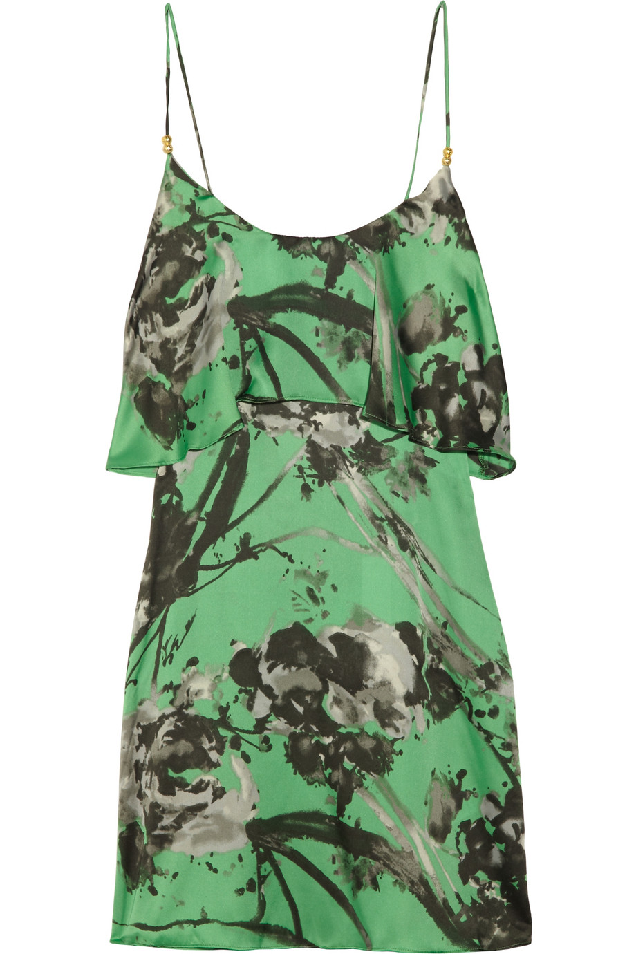 Lyst - T-bags Floral-print Satin Mini Dress in Green