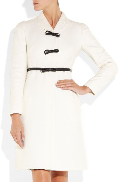 Valentino Belted Wool and Silk-blend Coat in White | Lyst