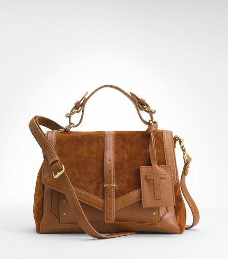 Tory Burch 797 Suede Messenger Bag in Brown | Lyst