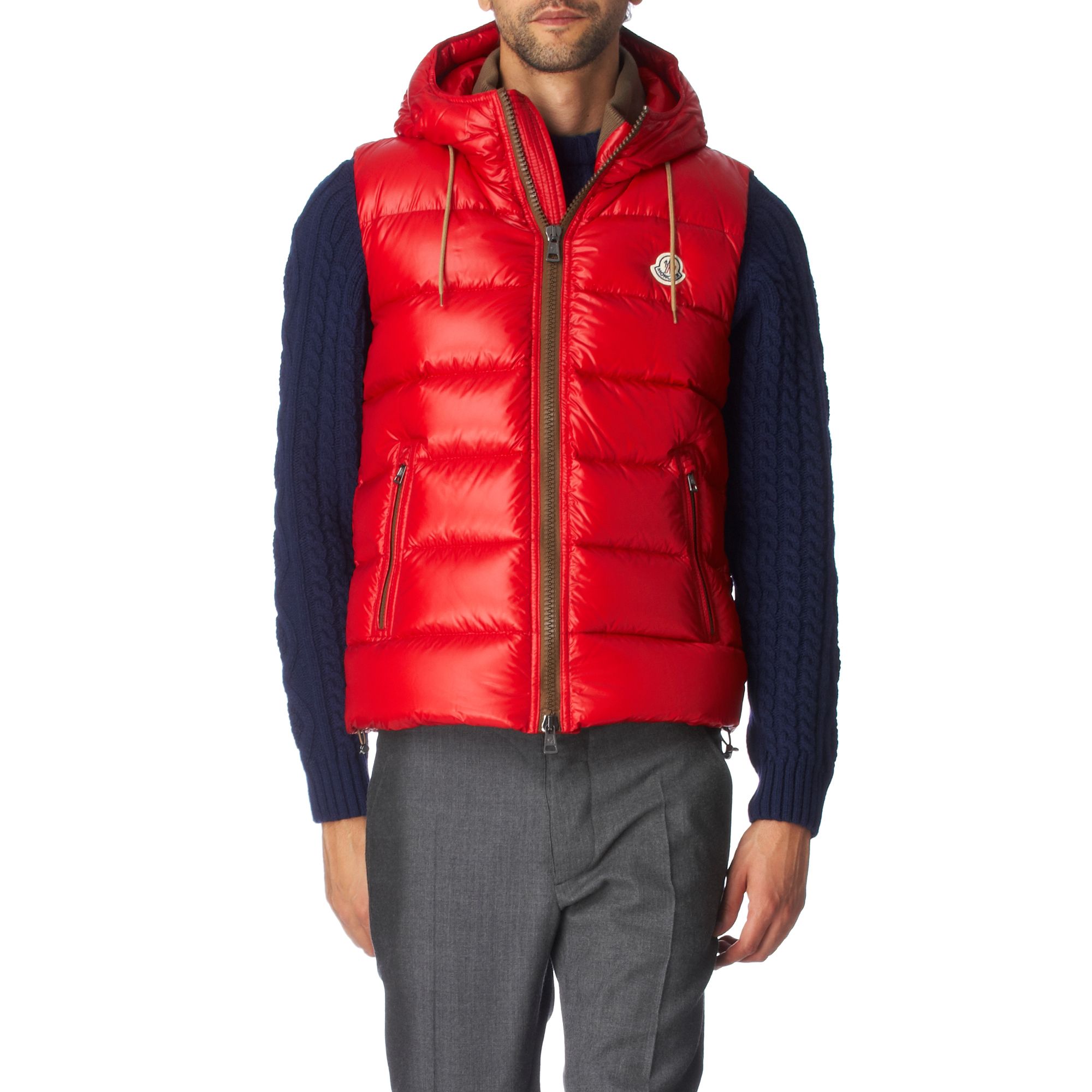 moncler red gilet mens