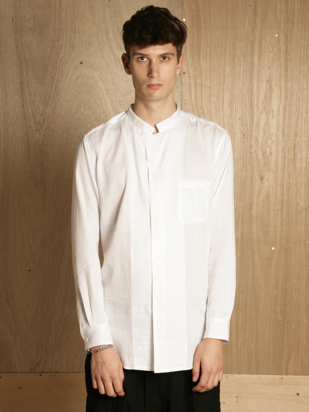 Yohji Yamamoto Mens Open Collar Shirt in White for Men | Lyst
