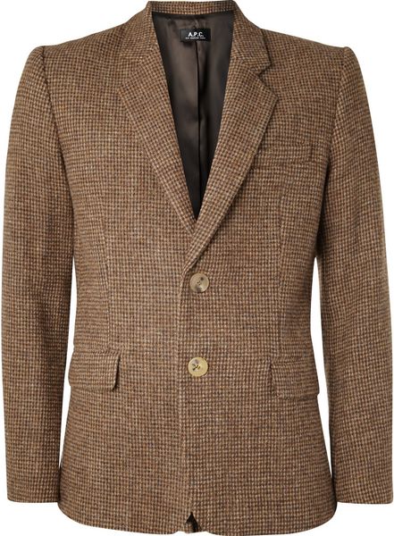 A.p.c. Harris Tweed Jacket in Brown for Men | Lyst