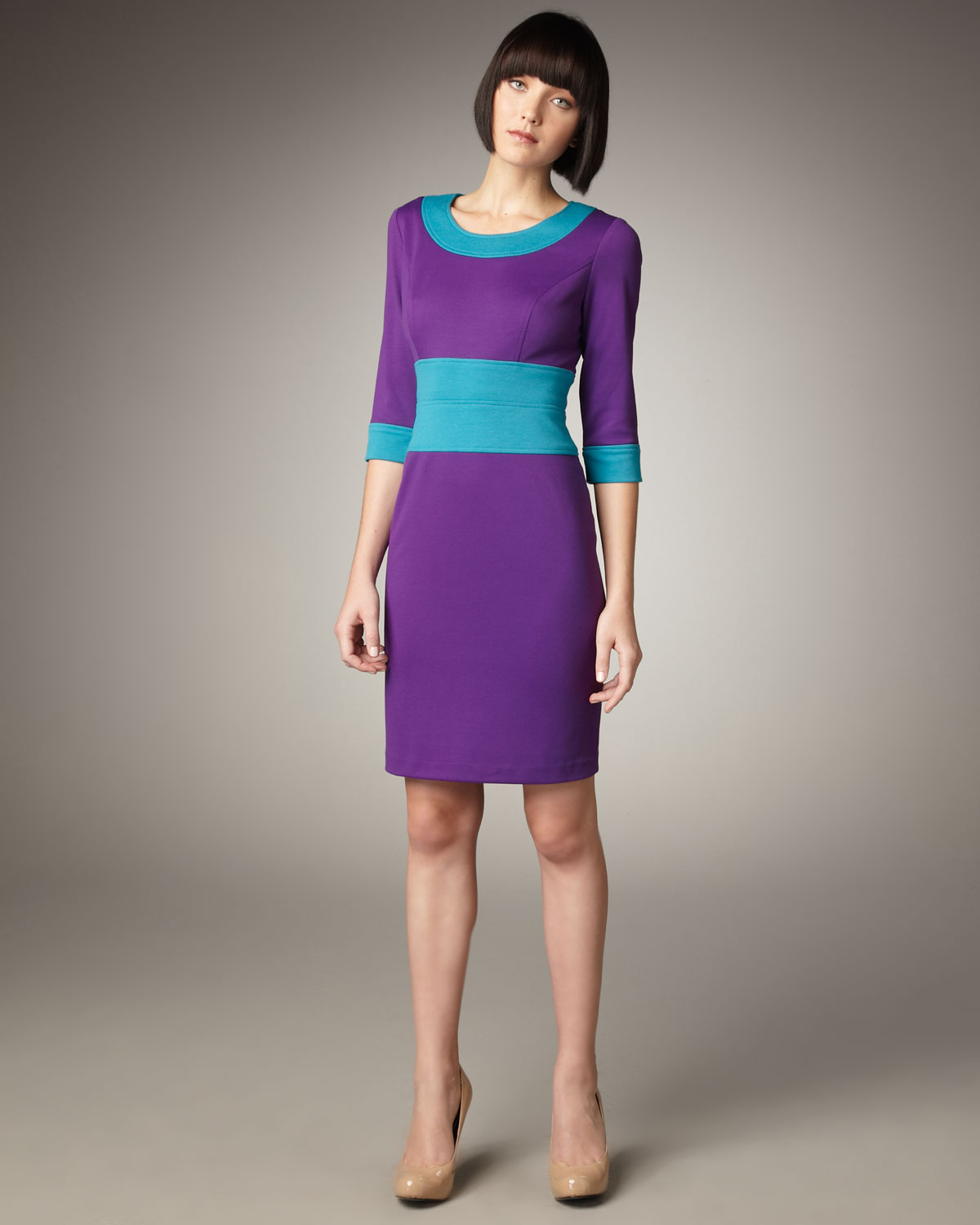 purple color block dress