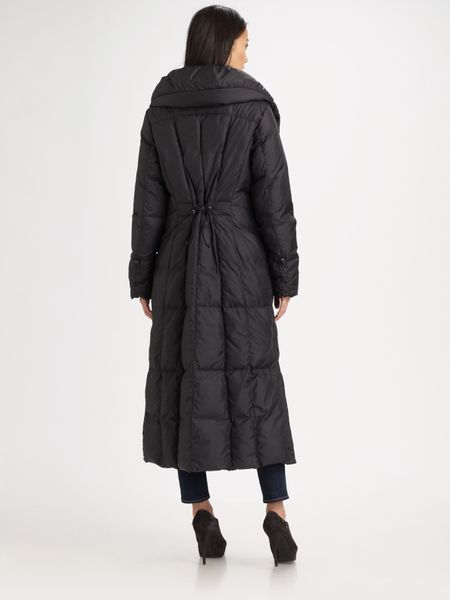 Cole Haan Full-length Quilted Puffer Coat in Black | Lyst