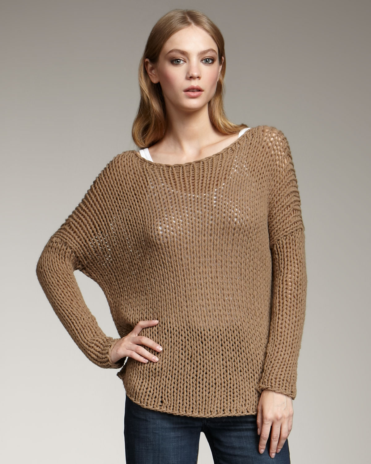 Vince Chunky Knit Sweater, Brown Sugar in Brown | Lyst
