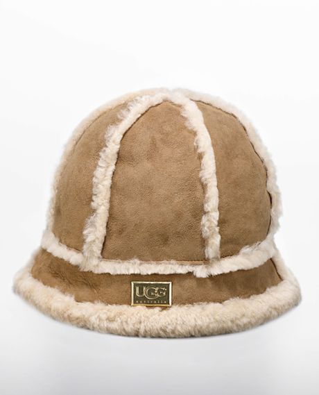 Ugg Shearling-trim Sheepskin Bucket Hat in Brown | Lyst