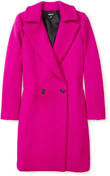 Dkny Raspberry Double Breasted Wool Coat in Pink (raspberry) | Lyst