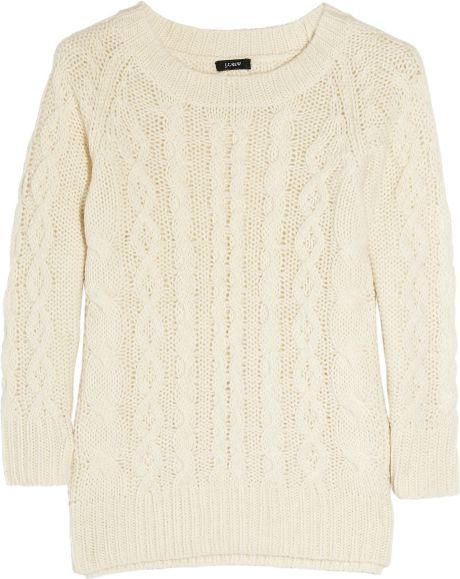 J.crew Fisherman Cable-knit Sweater in Beige (cream) | Lyst