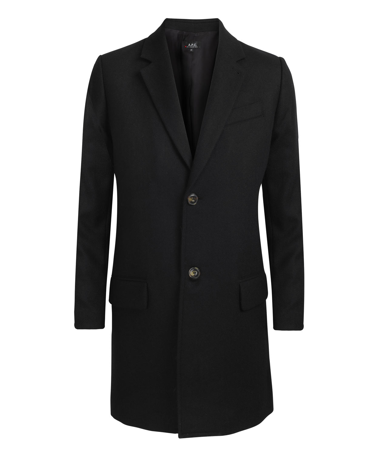 A.p.c. Tailored Black Herringbone Overcoat in Black for Men | Lyst