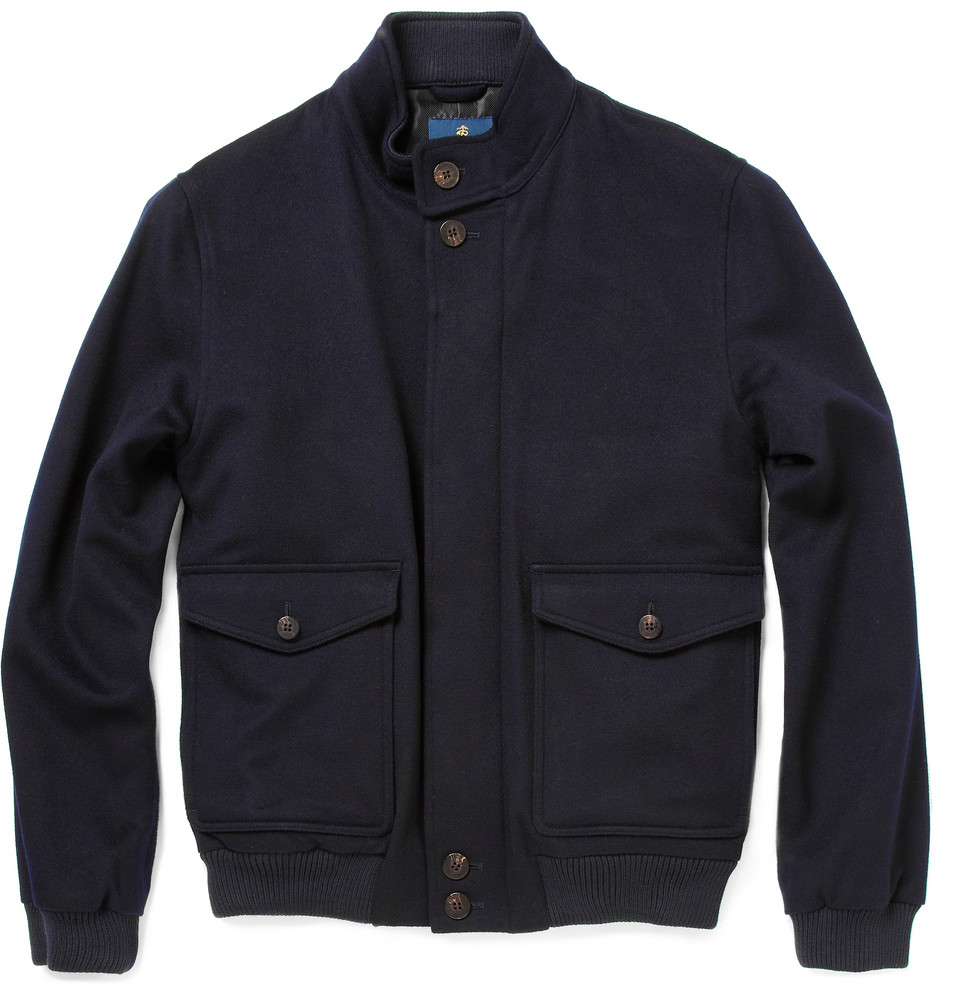 Brooks Brothers Wool Bomber Jacket in Blue for Men | Lyst