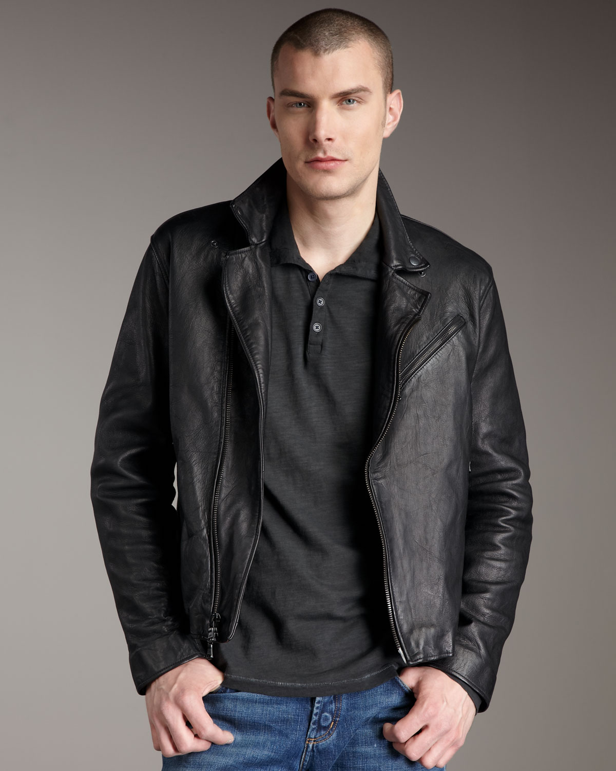 Lyst - John Varvatos Leather Biker Jacket in Black for Men