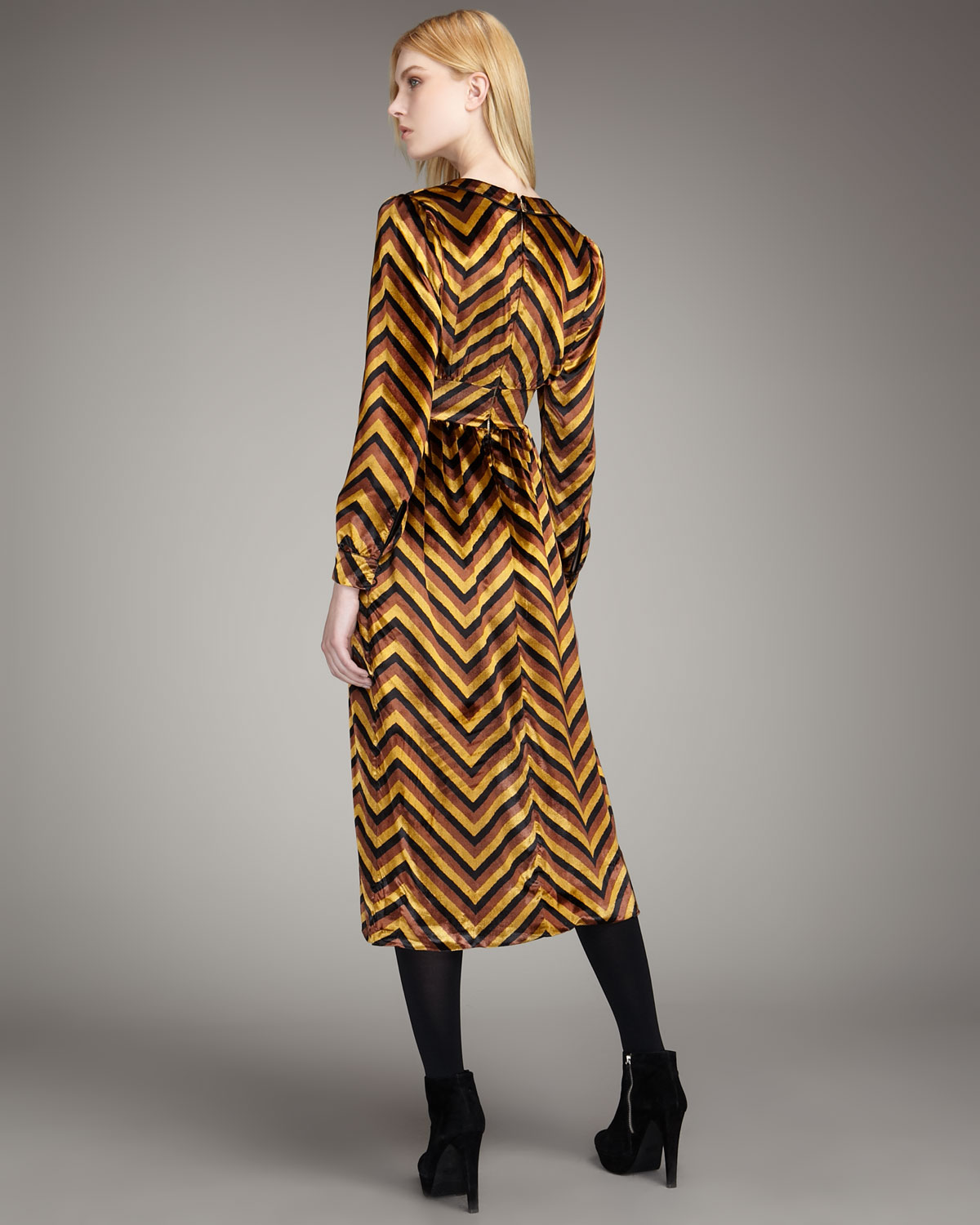 Lyst Marc by marc jacobs Jagz Chevronstripe Velvet Dress in Yellow