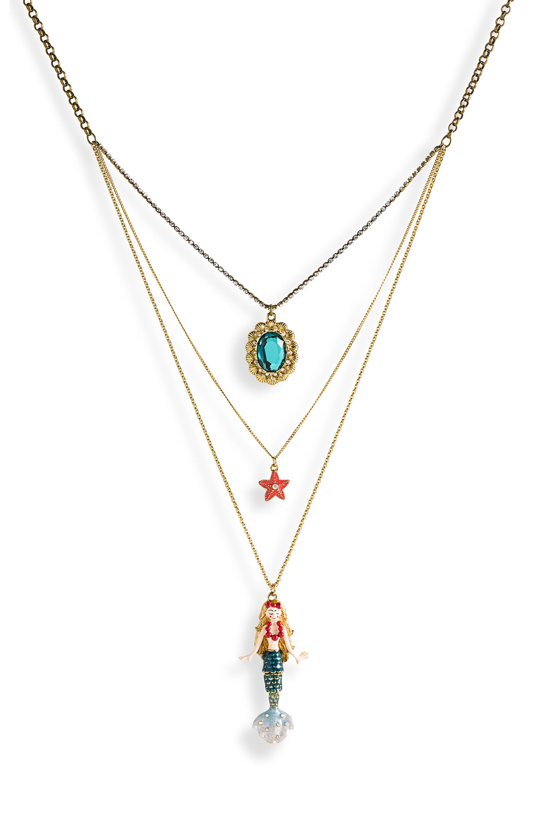 Betsey Johnson Mermaids Tale Necklace In Gold Multi Lyst