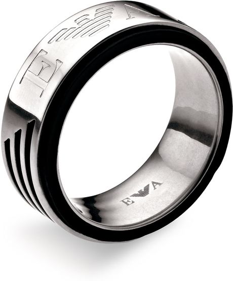 Emporio Armani Stainless Steel Ring in Silver for Men | Lyst