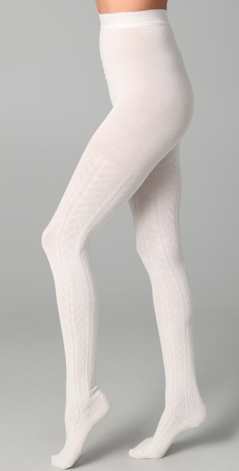 Lyst Falke Striggings Cable Knit Tights In White 7323