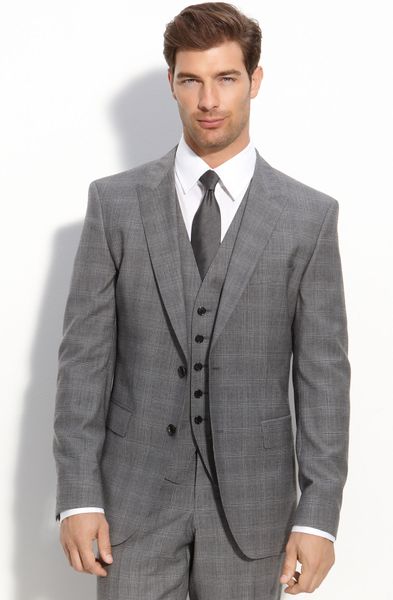Boss Black Journey Sharp Grey Plaid Three Piece Suit in Gray for Men ...