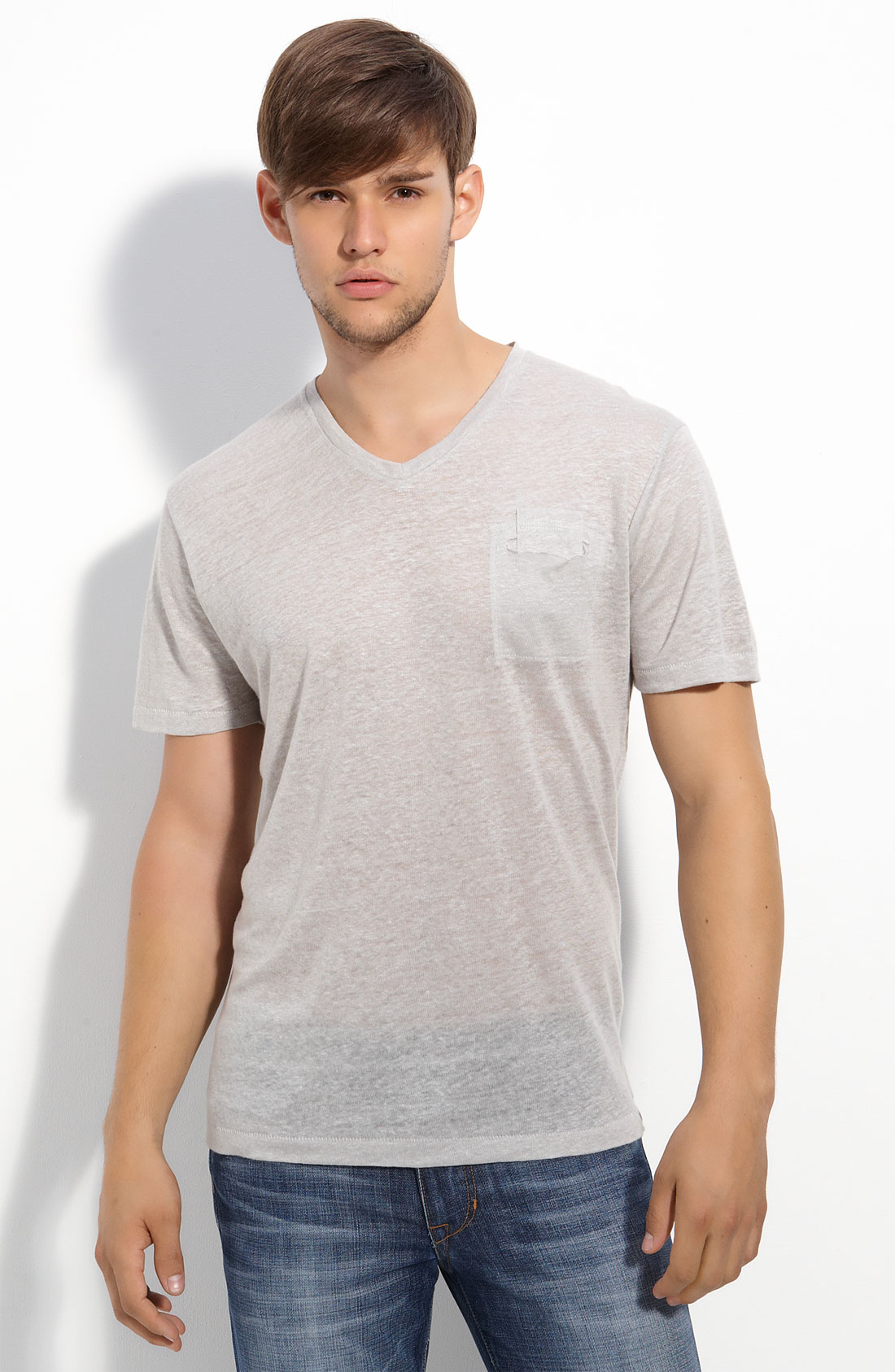 Joe's Jeans Linen Jersey V-neck T-shirt in Gray for Men (light grey) | Lyst