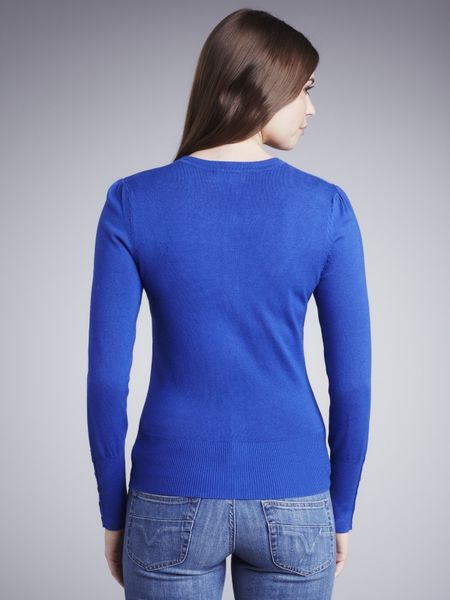 John Lewis Women Crew Neck Cardigan Cobalt Blue in Blue (cobalt) | Lyst