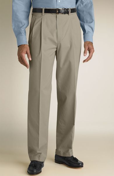 John W. Nordstrom® Smartcare™ Double Pleat Supima® Cotton Pants in ...