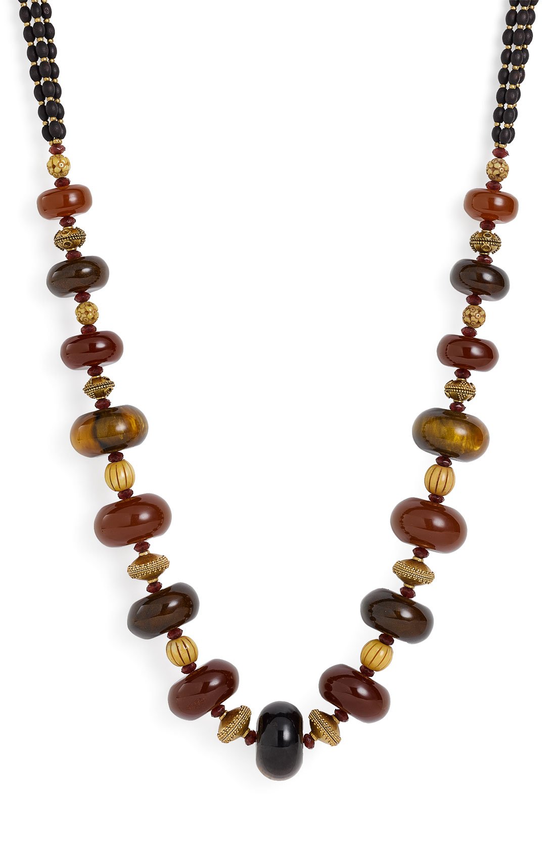 Lauren By Ralph Lauren Long Bead Necklace in Brown (brown multi/ worn ...