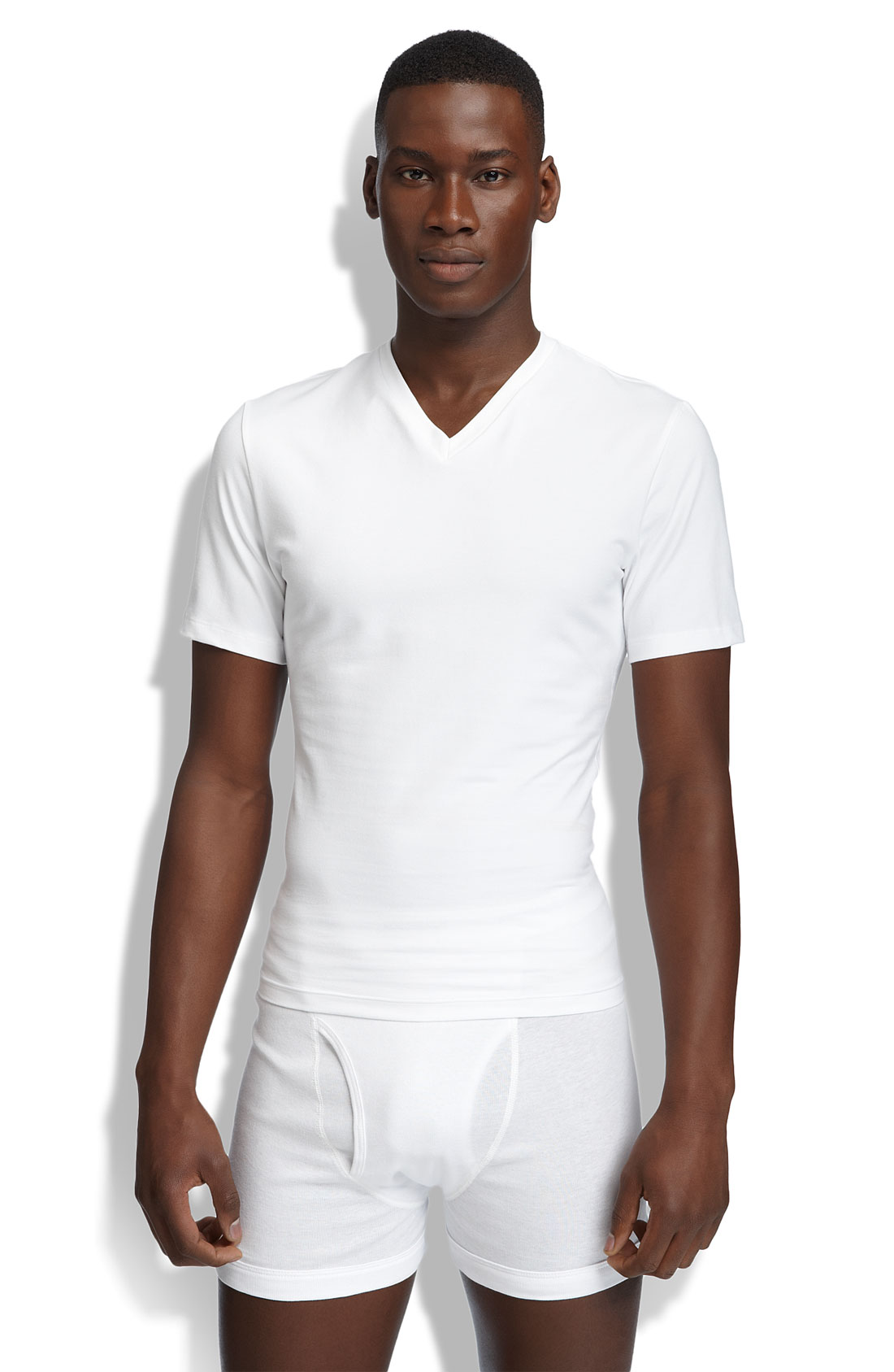 Spanx V-Neck Cotton Compression T-Shirt in White for Men | Lyst